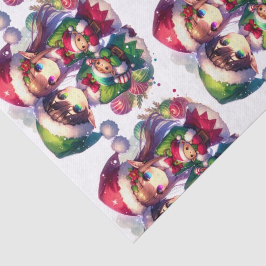 Schattigee Waterverf Anime Elves Kerst Tissuepapier (Detail)