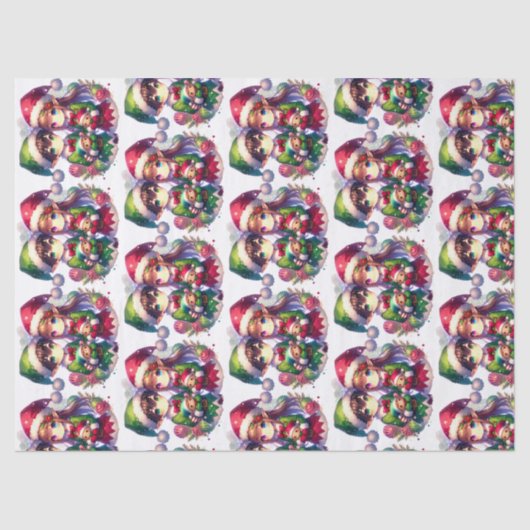 Schattigee Waterverf Anime Elves Kerst Tissuepapier (Voorkant)
