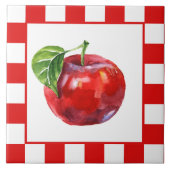 Schattigee waterverf appel keuken tegeltje (Voorkant)