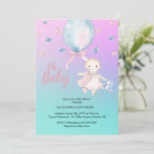 Schattigee Waterverf Aqua & Paarse Baby shower Kaart (Staand voorkant)