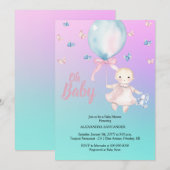 Schattigee Waterverf Aqua & Paarse Baby shower Kaart (Voorkant / Achterkant)