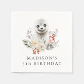 Schattigee Waterverf Arctic Seal Verjaardagsfeest Servet (Voorkant)