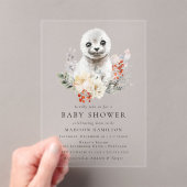 Schattigee Waterverf Arctic Seal Winter Baby showe Acryl Uitnodigingen (Insitu (Draagbaar))