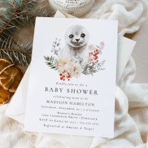 Schattigee Waterverf Arctic Seal Winter Baby showe