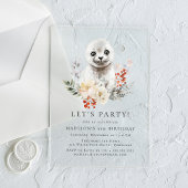 Schattigee Waterverf Arctic Seal Winterverjaardags Acryl Uitnodigingen