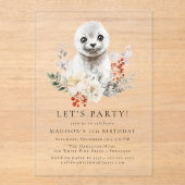 Schattigee Waterverf Arctic Seal Winterverjaardags Acryl Uitnodigingen (Voorkant)