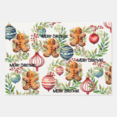 Schattigee Waterverf Artistic Christmas Inpakpapier Vel (Voorkant 2)
