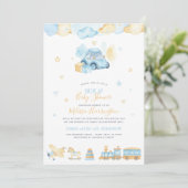 Schattigee Waterverf Auto Baby Boy Drive-By Baby s Kaart (Staand voorkant)