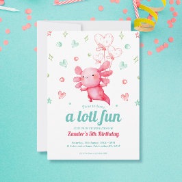 Schattigee Waterverf Axolotl Kids Verjaardagsfeest Kaart