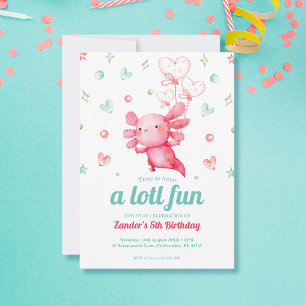 Schattigee Waterverf Axolotl Kids Verjaardagsfeest Kaart