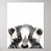 Schattigee Waterverf Baby Badger Nursery Decor Poster (Voorkant)