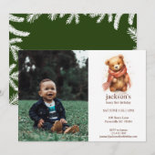 Schattigee Waterverf Baby Beer 1e Verjaardag Kaart (Voorkant / Achterkant)