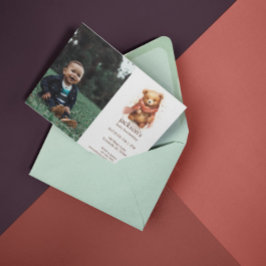 Schattigee Waterverf Baby Beer 1e Verjaardag Kaart