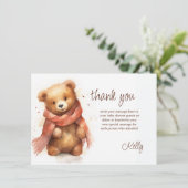Schattigee Waterverf Baby Beer Baby shower Bedankkaart (Staand voorkant)