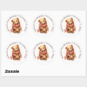 Schattigee Waterverf Baby Beer Baby shower Ronde Sticker (Vel)