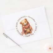 Schattigee Waterverf Baby Beer Baby shower Ronde Sticker (Envelop)