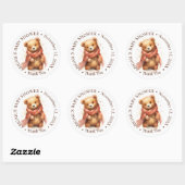 Schattigee Waterverf Baby Beer Baby shower Ronde Sticker (Vel)