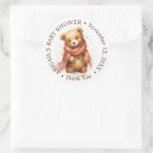 Schattigee Waterverf Baby Beer Baby shower Ronde Sticker (Tas)