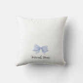 Schattigee Waterverf Baby Beer Blue Bow Pasgeboren Kussen (Achterkant)
