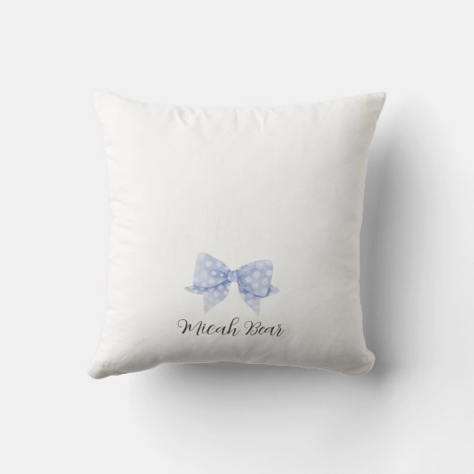 Schattigee Waterverf Baby Beer Blue Bow Pasgeboren Kussen (Achterkant)
