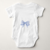 Schattigee Waterverf Baby Beer Blue Bow Romper (Achterkant)
