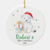 Schattigee Waterverf Baby Beer Custom First Christ Keramisch Ornament (Achterkant)