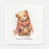 Schattigee Waterverf Baby Beer Eerste Verjaardagsf Servet (Voorkant)