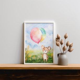 Schattigee Waterverf Baby Beer Geslacht Nutral Nur Poster