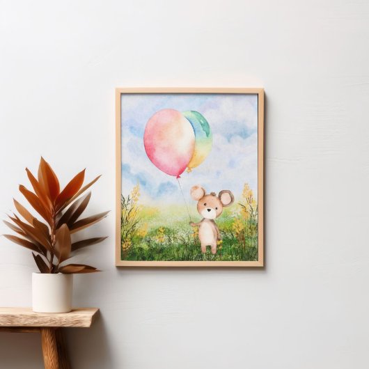 Schattigee Waterverf Baby Beer Geslacht Nutral Nur Poster