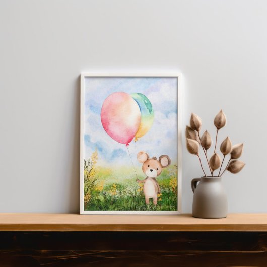 Schattigee Waterverf Baby Beer Geslacht Nutral Nur Poster