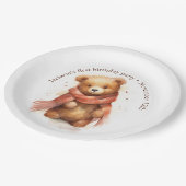 Schattigee Waterverf Baby Beer Partij Papieren Bordje (Gekanteld)