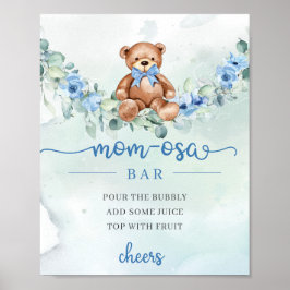 Schattigee waterverf baby blauw beer Mom-osa bar Poster