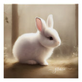 Schattigee Waterverf Baby Bunny Kinder Kamer Naam Perfect Poster (Voorkant)