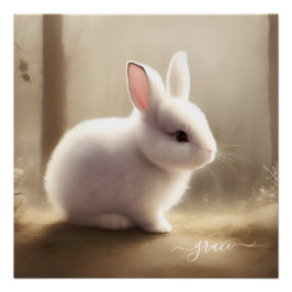 Schattigee Waterverf Baby Bunny Kinder Kamer Naam  Perfect Poster