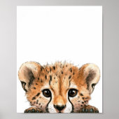 Schattigee Waterverf Baby Cheetah Nursery Decor Poster (Voorkant)