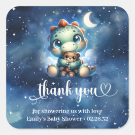 Schattigee waterverf baby Dino en Teddybeer baby Vierkante Sticker