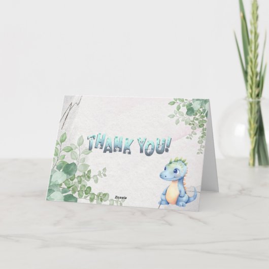 Schattigee Waterverf Baby Dinosaurus 1e Verjaardag Bedankkaart (Achterkant)