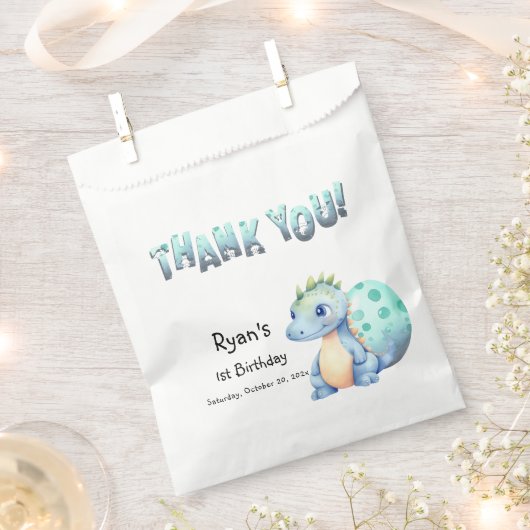 Schattigee Waterverf Baby Dinosaurus 1e Verjaardag Bedankzakje (Geknipt)