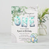 Schattigee Waterverf Baby Dinosaurus 1e Verjaardag Kaart (Staand voorkant)