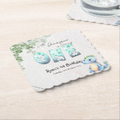 Schattigee Waterverf Baby Dinosaurus 1e Verjaardag Kartonnen Onderzetters (Gebogen)