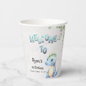 Schattigee Waterverf Baby Dinosaurus 1e Verjaardag Papieren Bekers (Achterkant)