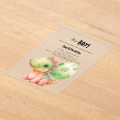 Schattigee Waterverf Baby Dinosaurus Baby shower Acryl Uitnodigingen (Laagn)