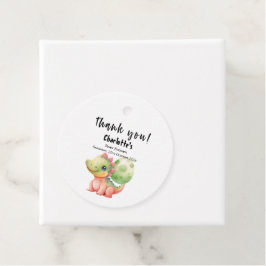 Schattigee Waterverf Baby Dinosaurus Baby shower Bedankjes Labels