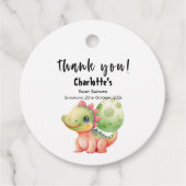 Schattigee Waterverf Baby Dinosaurus Baby shower Bedankjes Labels (Voorkant)