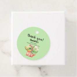 Schattigee Waterverf Baby Dinosaurus Baby shower Bedankjes Labels