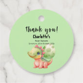 Schattigee Waterverf Baby Dinosaurus Baby shower Bedankjes Labels (Achterkant)