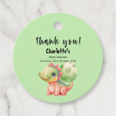 Schattigee Waterverf Baby Dinosaurus Baby shower Bedankjes Labels (Voorkant)
