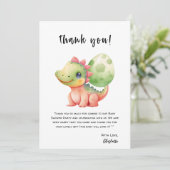 Schattigee Waterverf Baby Dinosaurus Baby shower Bedankkaart (Staand voorkant)