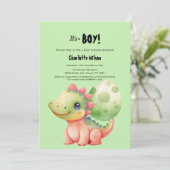 Schattigee Waterverf Baby Dinosaurus Baby shower Kaart (Staand voorkant)