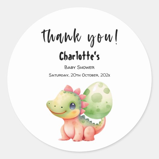 Schattigee Waterverf Baby Dinosaurus Baby shower Ronde Sticker (Voorkant)